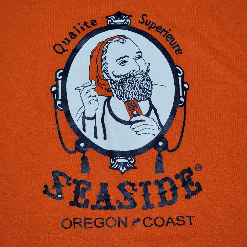 Jerzees SS Orange Unisex Tee "Seaside Oregon Coast" - Size Large